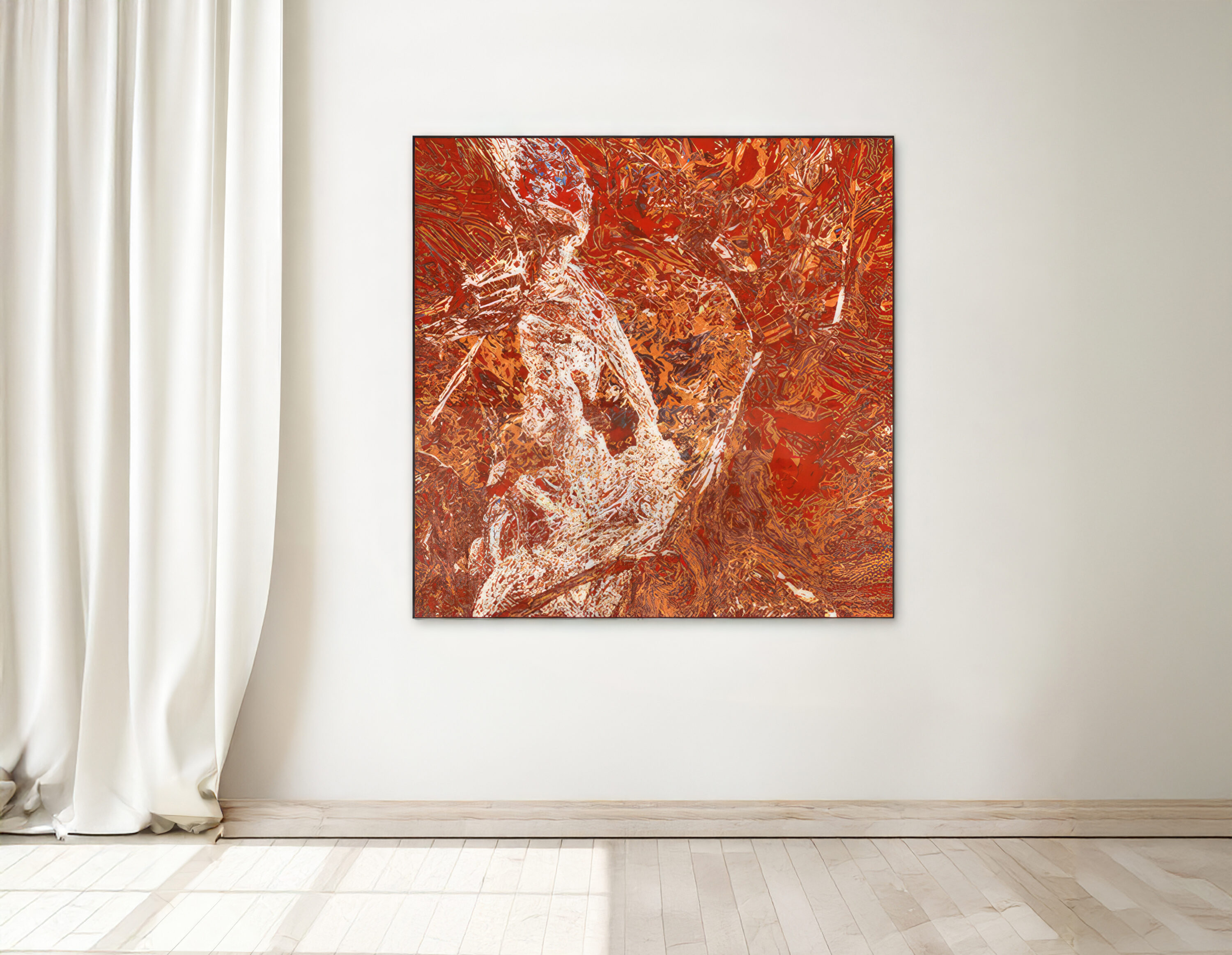 Digital artwork titled 'Defeating Gaia,' depicting contemporary themes in Belgian art using new media art styles.