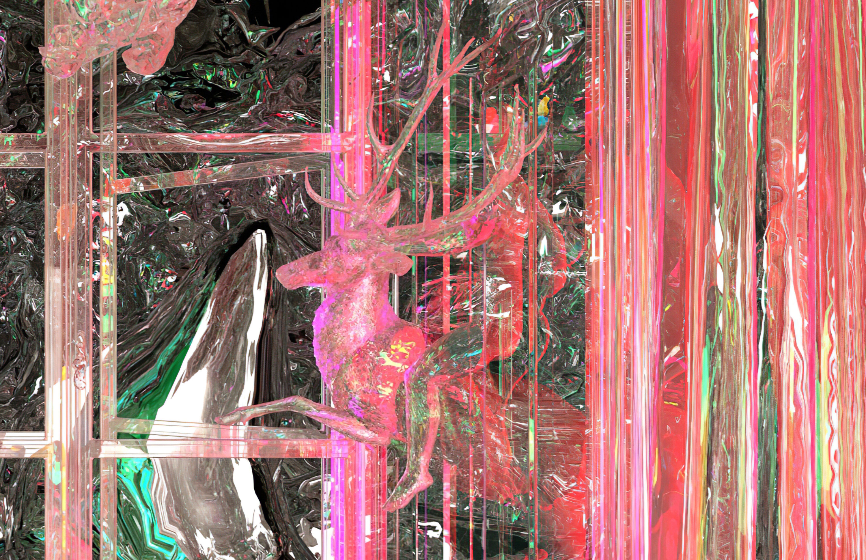 AI-generated digital artwork exploring the theme of brain drain and migraines through chaotic visual elements and innovative digital techniques.