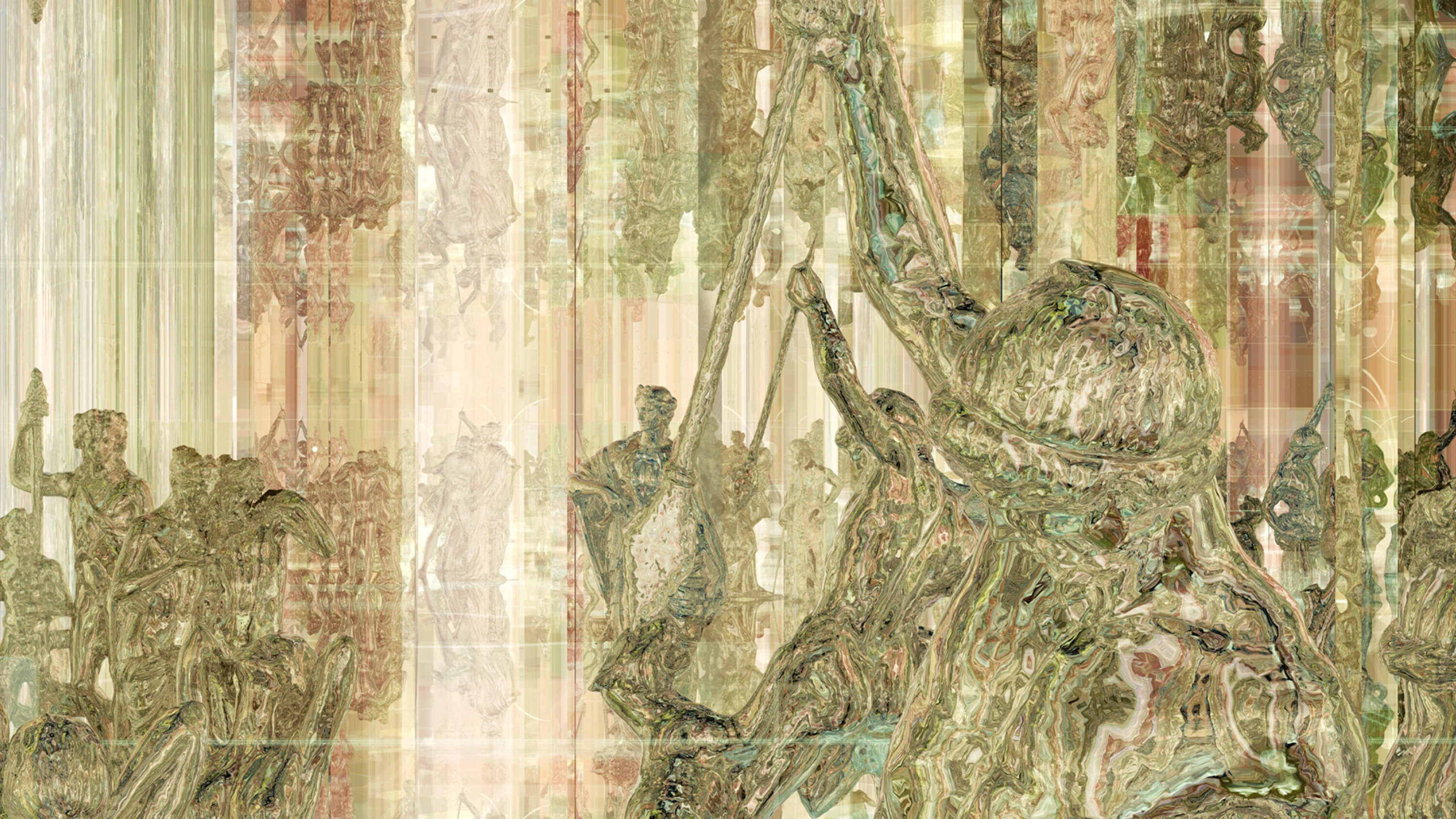 AI-generated digital art piece reflecting on the challenges of communication and understanding in a modern, technologically advanced society.